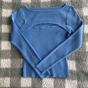 Blue Ribbed Women's Sweater
